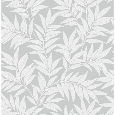 A-Street Prints Morris Light Grey Leaf Wallpaper