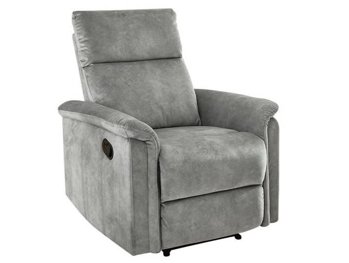 Relax-Fernsehsessel TV Liegefunktion Federkern Polsterung Velours Vintage Grau / 15126