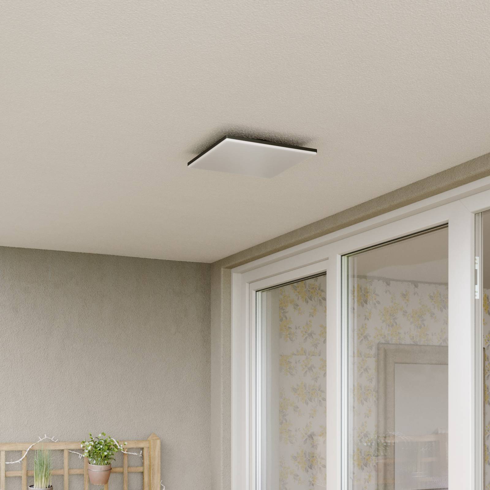 Square LED ceiling light Henni for outdoors Lucande, Alu / grey / zinc, Modern, Ceiling Light Outdoor