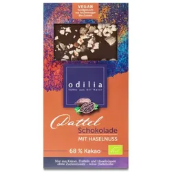 odilia Dattel Schokolade mit Haselnüssen 68% Kakao bio