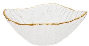 Classic Touch "Set of 4 Glass Square Soup Bowls with Gold Rim - 6""D"