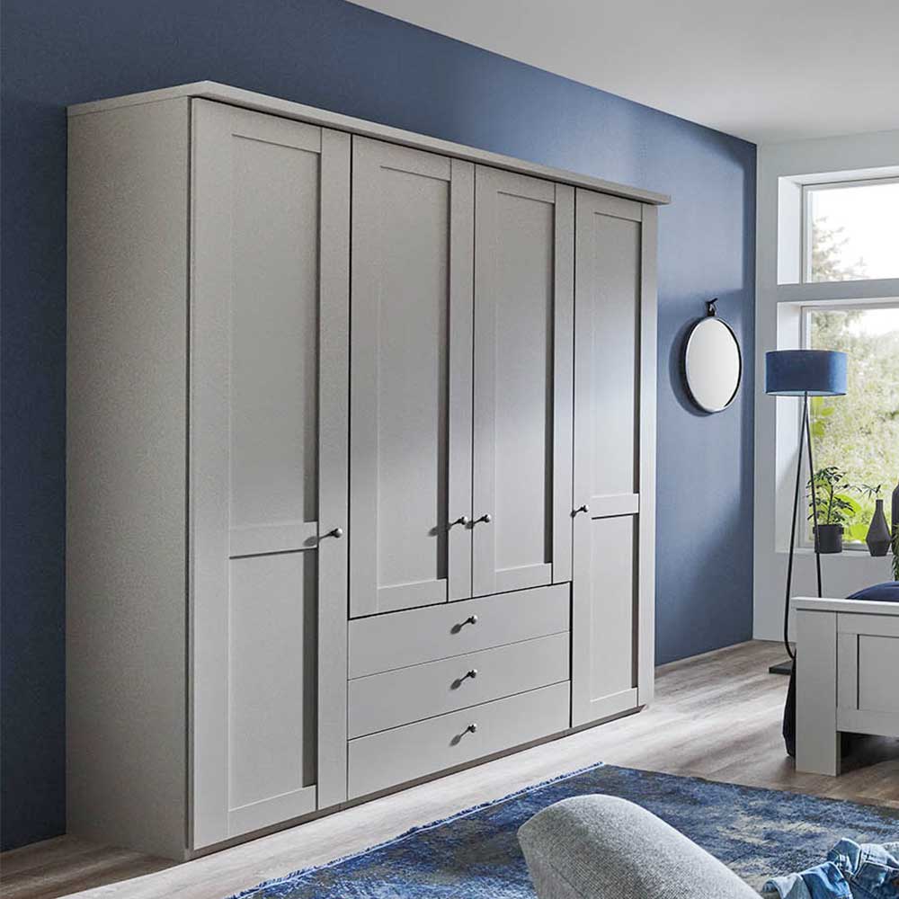 Pharao24.de Kleiderschrank Hellgrau im Landhausstil Made in Germany