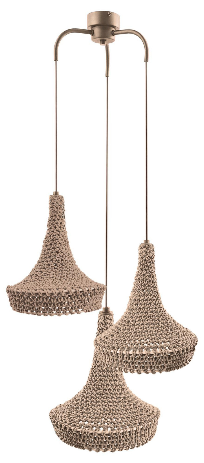 Antigo MAHAKA 5180 Driehoekige hanglamp van katoen, beige, handgemaakt, boho-stijl