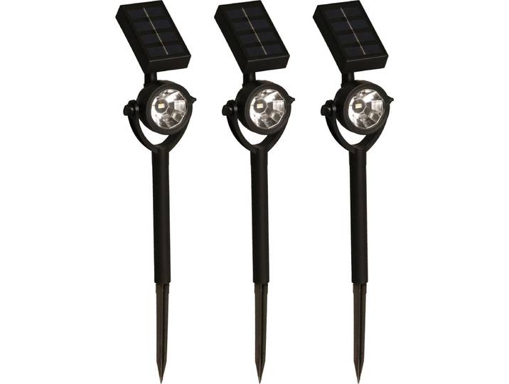 Gartenstrahler LUXFORM Solar-Erdspiessleuchte - Zamora - 3 Stück - LED , schwarz, 3 Stk., Leuchten, Gartenstrahler, Solarbetrieben