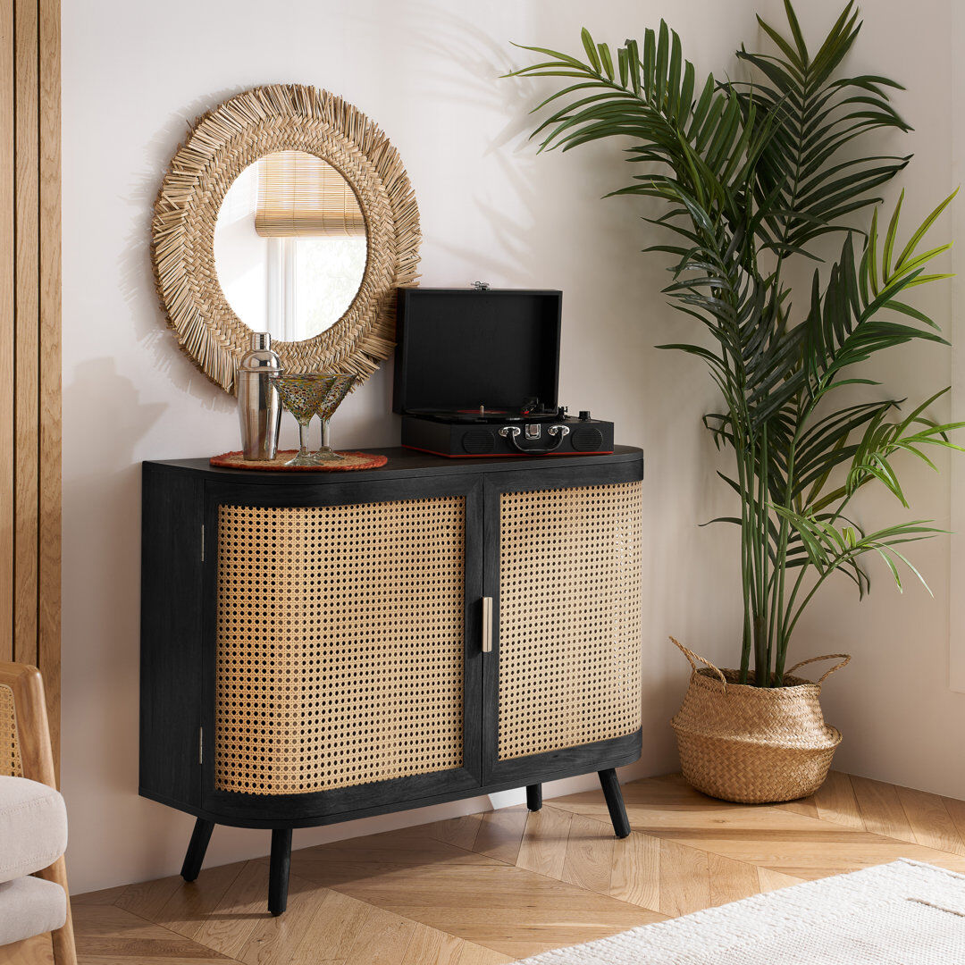 Bay Isle Home Amandev 1 Piece Sideboard Cabinet Black