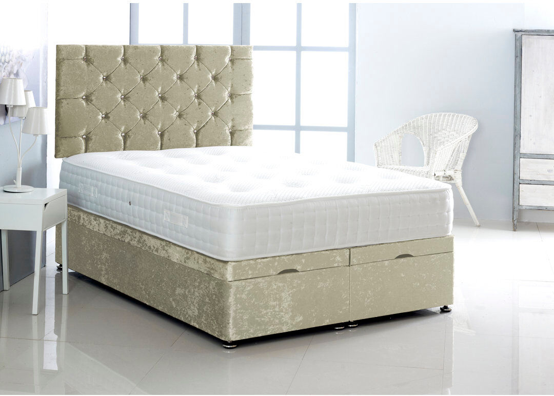 Mercer41 Marisol Upholstered Ottoman Storage Bed Cream Double (4'6)