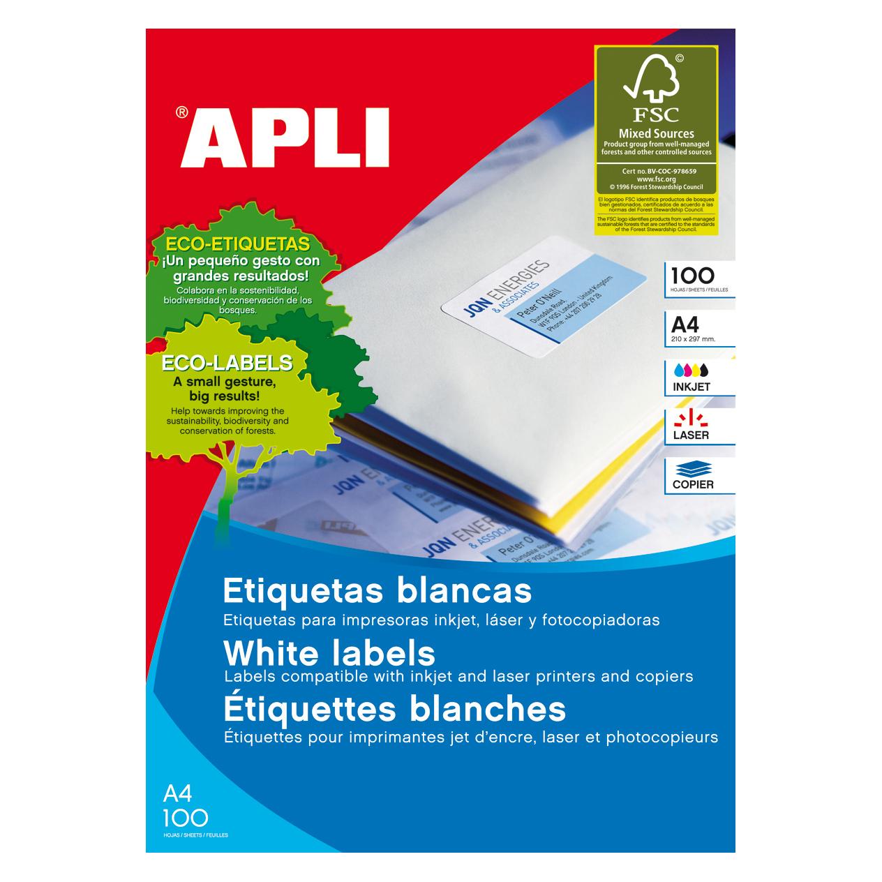 Apli Etiketten weiss 105,0X48,0 100 Blatt (1289)