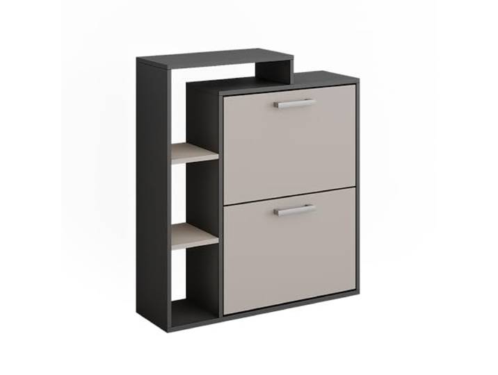 Vicco Basculeur à chaussures Orlando\, Anthracite/gris\, 80x90cm avec deux étagères rabattables pour un rangement peu encombrant des chaussures
