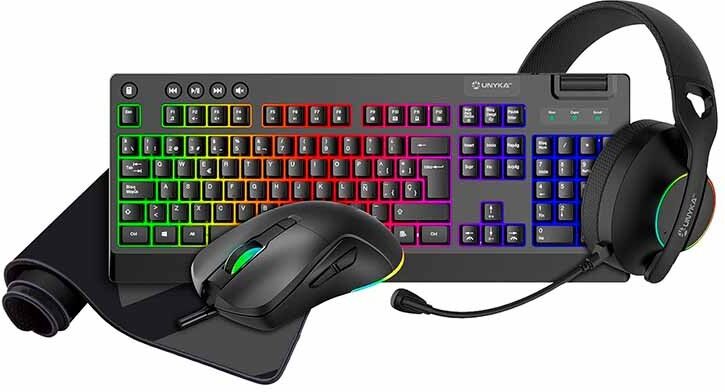UNYKAch Nova 4-in-1 Tastatur + Maus + Headset + Mauspad, Neu