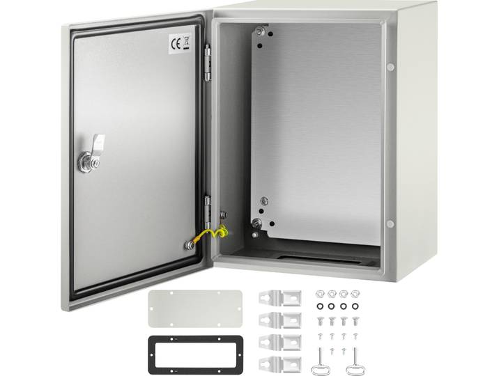 VEVOR Armoire deBoîtier industriel NEMA\, 40 x 30 x 20 cm Boîtier deen acier NEMA 4X\, IP66 étanche à l'eau et à la poussière\, boîtier de raccordement électrique pour l'extérieur/l'intérieur\, avec plaque de montage