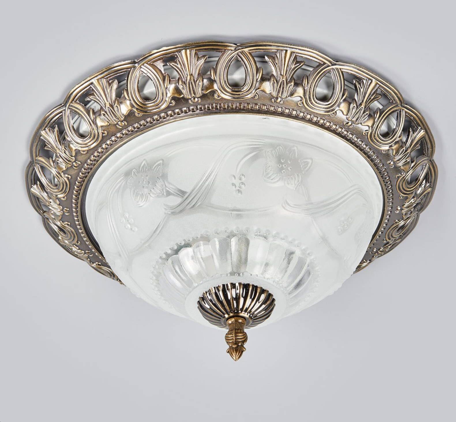 Searchlight Deckenlampe Teresa, dimmbar, bronze / altmessing, für Wohn- / Esszimmer, Glas, Antik, Deckenlampe