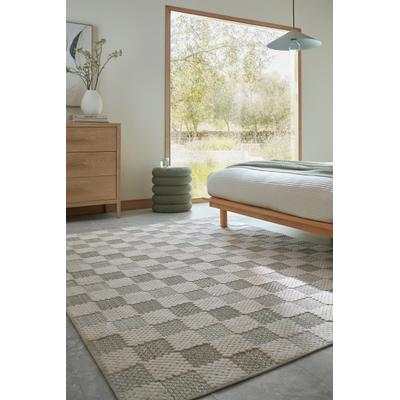 Designteppich FLAIR RUGS "MUTED CHECKERBOARD", grün, B:116cm H:4mm L:170cm, Baumwolle, Polyester, Teppiche, Waschbarer Teppich, Modernes Schachbrettmuster