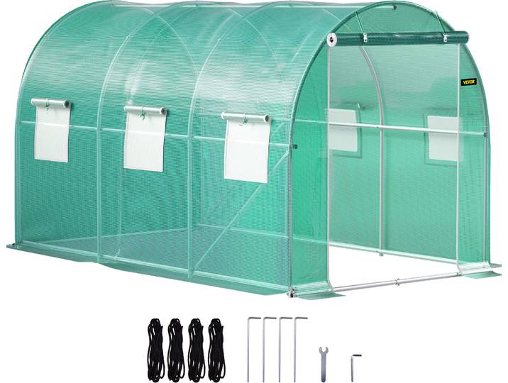 VEVOR Toit arqué Serre en film plastique Tunnel 3\,7x2\,1x2\,1m