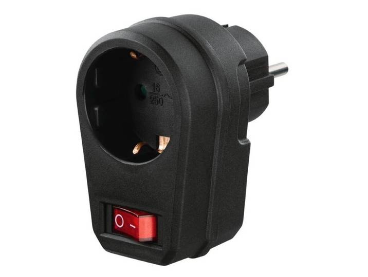 Hama Stopcontactadapter, geaard stopcontact, schakelaar Desktop accessoire Zwart