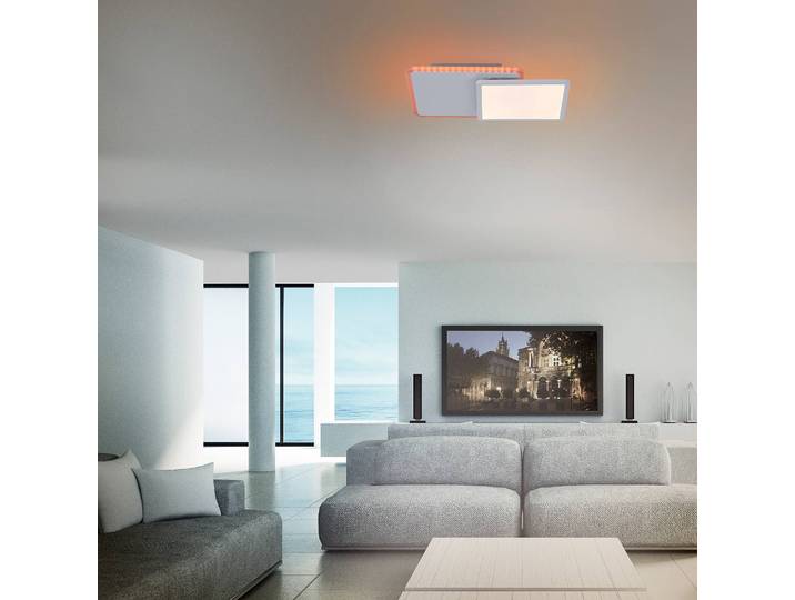 Plafonnier LED Q-Swing 45 x 8 x 33cm Blanc Fer / Matière plastique PVC, PS LED Module LED
