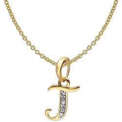 trendor 41520-J Buchstaben-Anhänger J Gold 333/8K mit vergoldeter Silberkette, 45 cm
