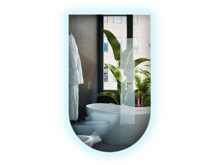 Miroir Irrégulier Semi-Ovale 60 x 100 cm LED pour Maquillage Salle de Bain - lumière froide