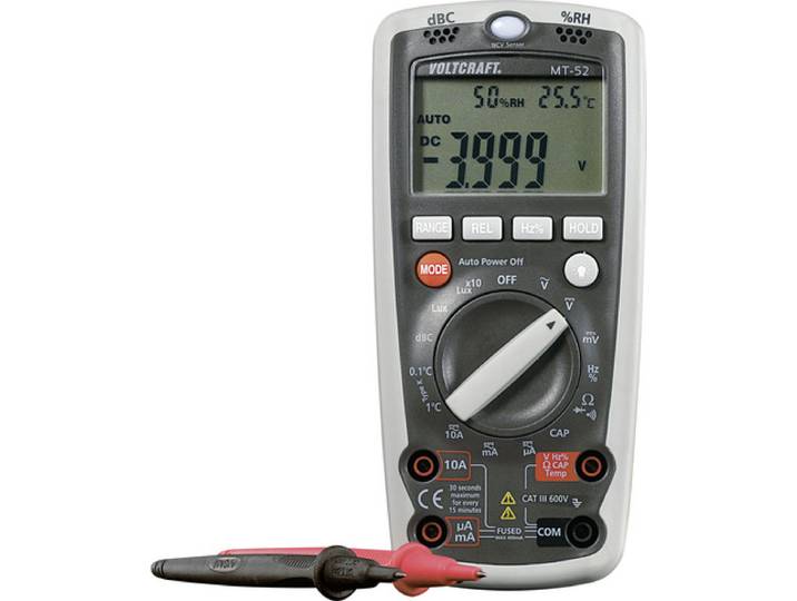 Voltcraft Multimètre portable numérique MT-52 Fonction de mesure environnementale CAT III 600 V Affichage (Counts) : 4000 (MT52)
