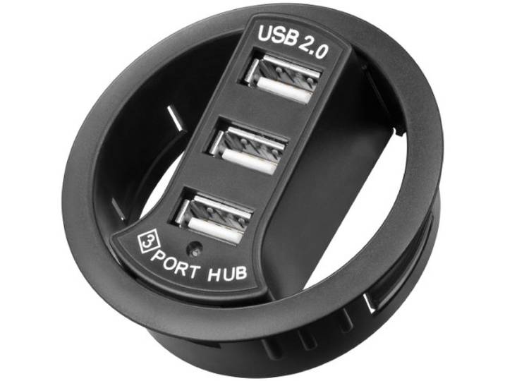 Goobay 93893 Verdeler/hub voor montage drievoudige USB 2.0 Hi-Speed