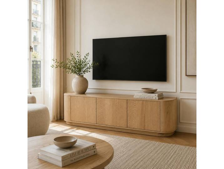Meuble Tv Design En Chêne Clair 3 Portes Loren