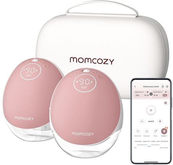 Momcozy M9 Mobile Flow Double Breast Pump – Pink & White