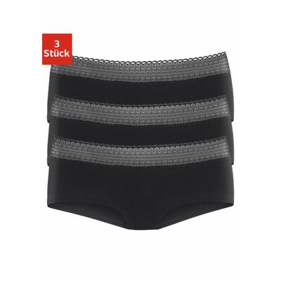 Panty S.OLIVER, Damen, Gr. 32/34, schwarz, Jersey, Obermaterial: 95% Baumwolle, 5% Elasthan. Spitze: 86% Polyamid, 14% Elasthan, unifarben, körpernah, Unterhosen Panty, aus elastischer Baumwoll-Qualität mit grafischer Spitze