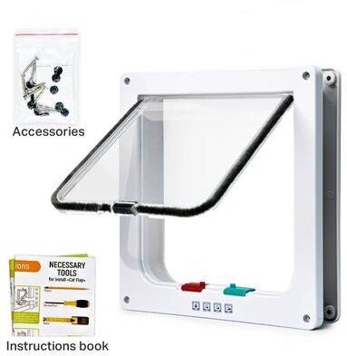 Uplift Essentials 4 Way Locking Security Smart Pet Flap Door white xl