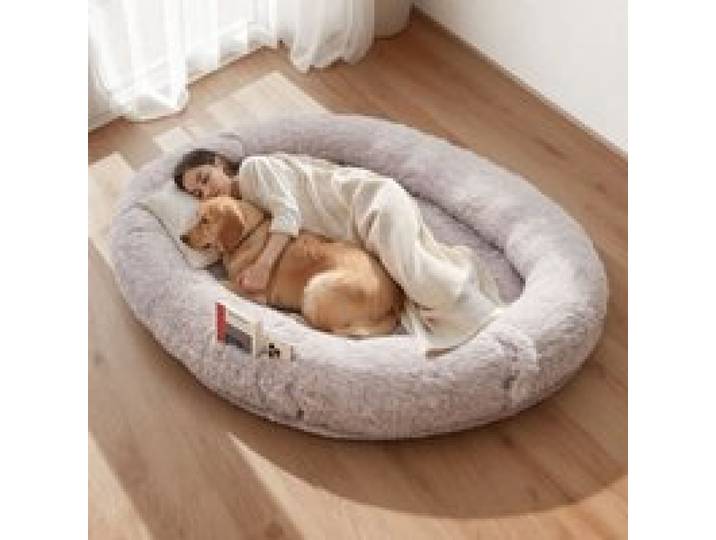 VEVOR Lit pour Chien Humain 176x122x24 cm Panier Géant pour Chien en Mousse à Mémoire de Forme Orthopédique avec Poche Latérale, Poignée, Fermeture Éclair, Housse Amovible, Lavable en Machine, Gris