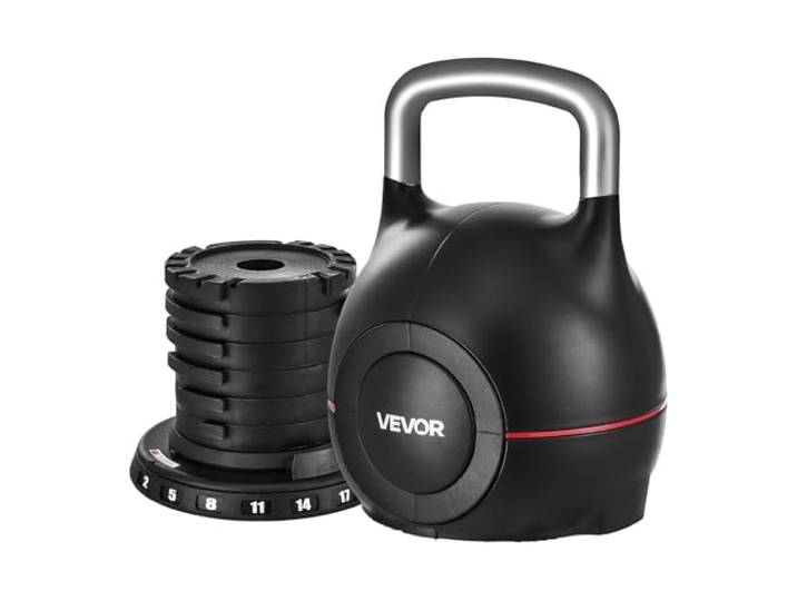 VEVOR Kettlebell réglable avec 7 niveaux de poids\, aluminium moulé sous pression et matériau ABS\, pour entraînement de force de préhension\, entraînement complet du corps et entraînement croisé