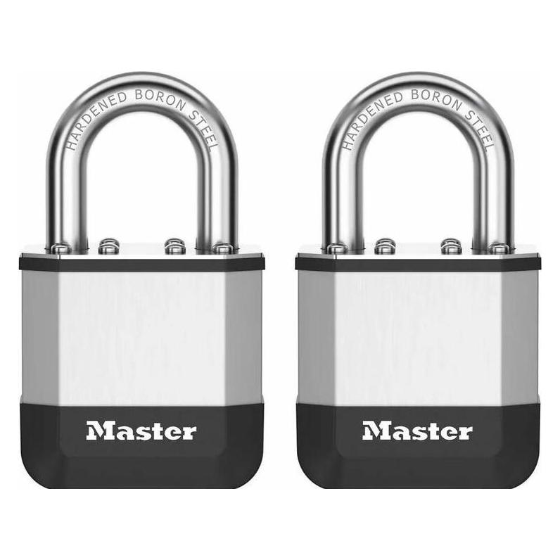 Master Lock Masterlock Vorhängeschloss Elite 52 mm 2er Silber Aluminium/Gummi (PK5EURT)