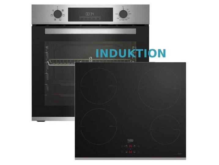 BEKO Induktions Herd-Set Herdset Autark, Backofen Teleskop+ Induktion Kochfeld 60cm.