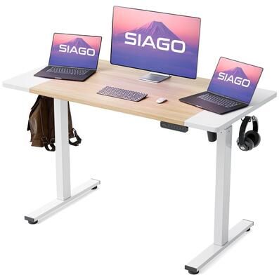 SIAGO Electric Standing Desk Height Adjustable Computer Desk with Cable Management & Spacious Work Surface