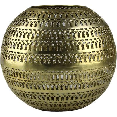 Windlicht AM DESIGN, gold (goldfarben), H:21cm Ø:26cm, Aluminium, Kerzenhalter, Windlicht, aus Aluminium