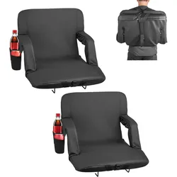 VEVOR 2 x Stadionsitz Sitzkissen mit 6 einstellbaren Winkeln, gepolsterter Stadionstuhl (635 mm breit) mit Armlehne & Rückenlehne & Getränkehalter, Tribünensitz für Picknicks Strandsport Gaming
