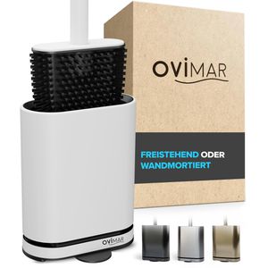 ovimar WC-Bürste Toilettenbürste Oppdal, weiß, mit Silikonborsten & Edelstahl-Bürstenhalter