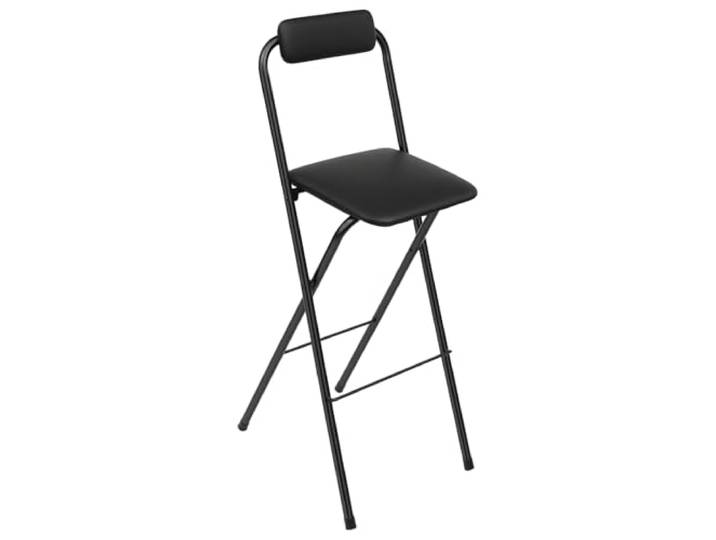 GalaKxay Klappbarer Barhocker, Barhocker, Klappbarer Hocker 2er Set, 75cm Sitzhöhe, 125kg Tragkraft, Gepolstert, mit Rückenlehne, Schwarz