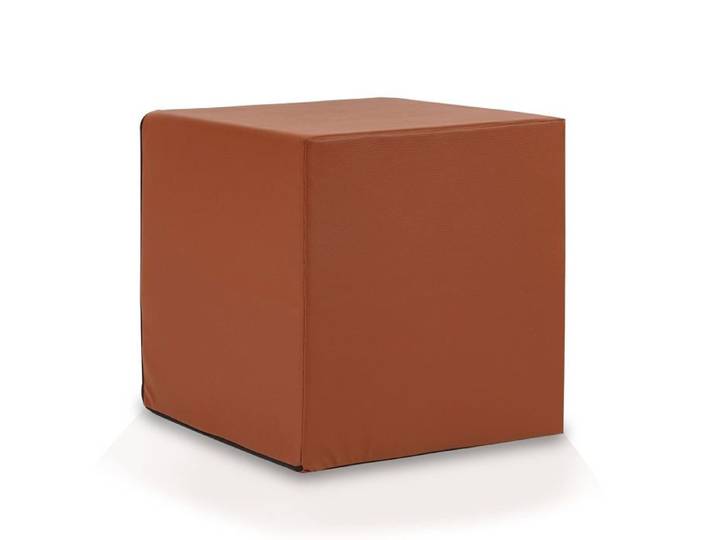 Pouf repose-pieds Block en simili cuir Déhoussable Pouf carré rembourré d'intérieur Marron Clair E12 Ecopuf