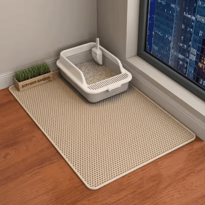 Inspire Curations CleanGuard Double Layer Waterproof Cat Litter Mat beige 55x75cm