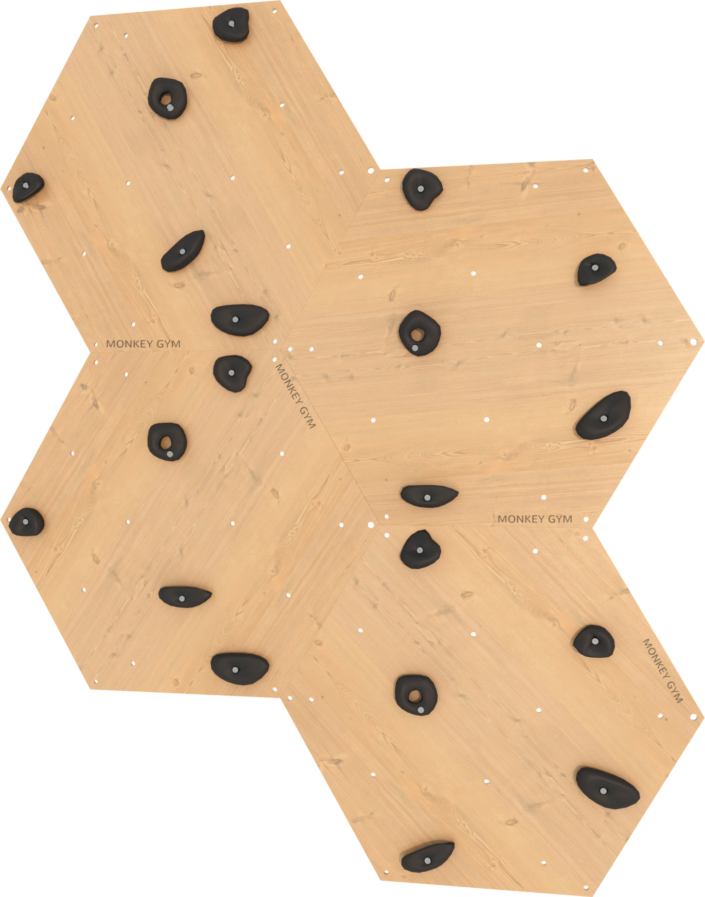 Kletterwand Würfel 4er Set - Holz, Schwarz Griffe