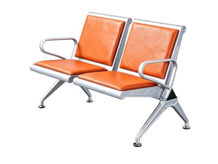 YZWZZXC 2-Sitzer Wartezimmerbank für Flughäfen mit PU-Kissen und Armlehnen Edelstahl, Tragkraft 300 Kg, Ergonomisches Design für Flughäfen, Bahnhöfe, Banken Und Bürolobbys 120x65x78cm(Orange)