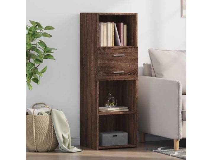 HEFZGDB Klassisches Highboard in Braun Eichen-Optik 40x42,5x124 cm mit viel Stauraum und zeitlosem Design, modernes Highboard für die Inneneinrichtung aus Holzwerkstoff, inklusive