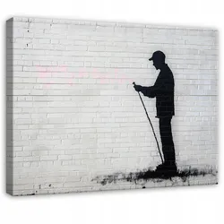 BILDER Abstrakt Banksy Grau Modern Wohnzimmer 100x70