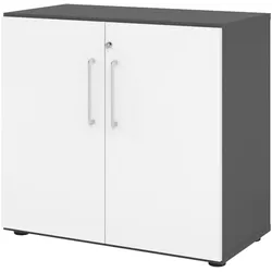 bümö Aktenschrank abschließbar, Büroschrank Holz 80cm breit in Graphit/Weiß - abschließbarer Schrank mit Aktenregal für's Büro & Arbeitszimmer, Büro