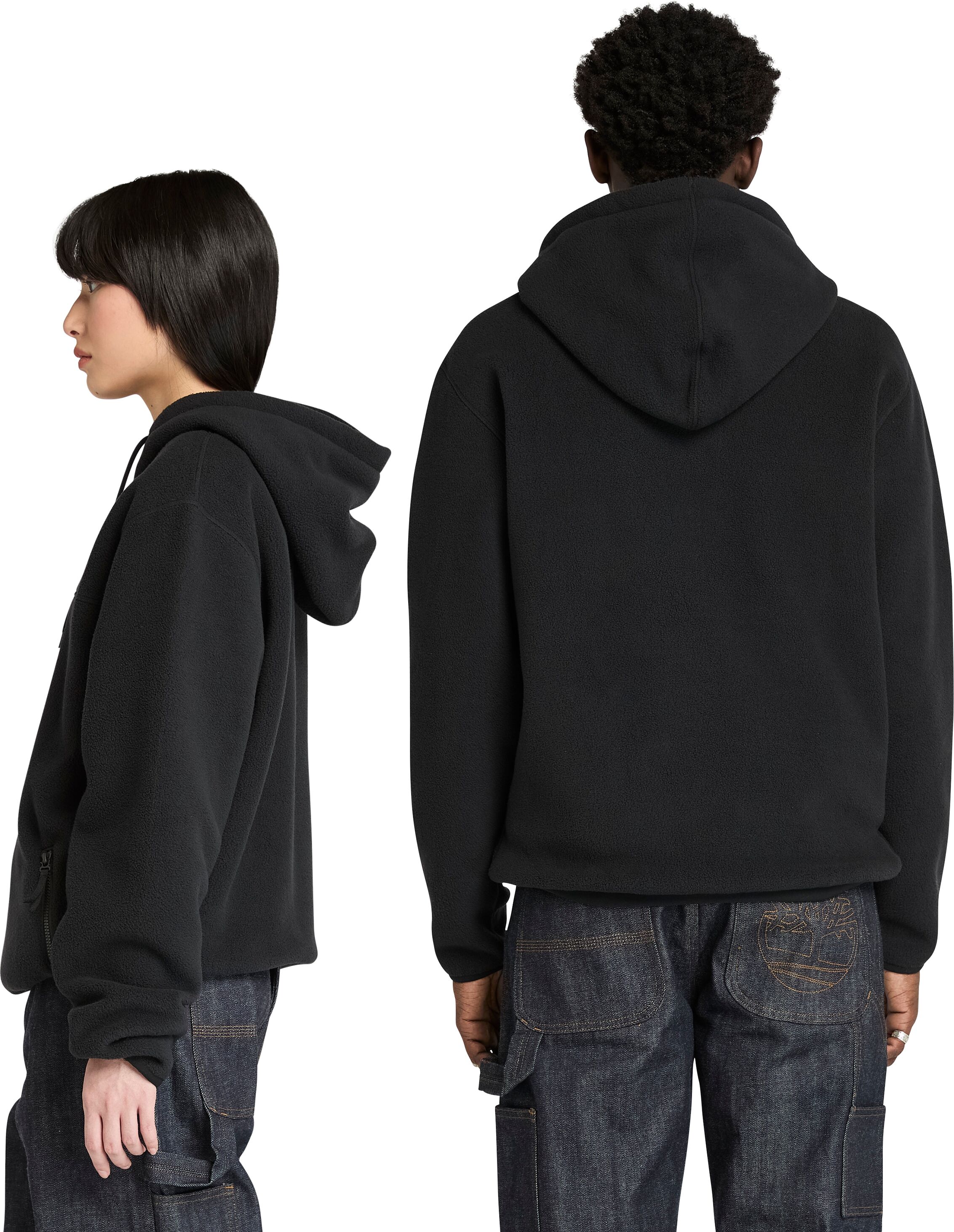 Fleecepullover TIMBERLAND "Silicon Badge Polar Fleece Hoodie", Herren, Gr. 3XL, schwarz, Fleece, Obermaterial: 100% Polyester, eingefasste Kante mit verstellbarem Gummizug, Sweatshirts Fleecepullover, mit Reissverschlusstaschen, atmungsaktiv, schnell troc