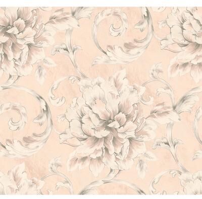 Seabrook Designs Jacinthe Floral Acanthus Unpasted Wallpaper
