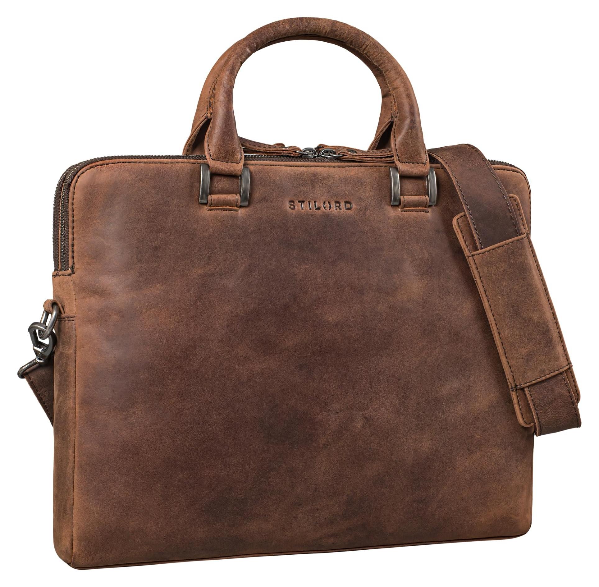 Elegante Leder Laptop Handtasche bis 15,6 Zoll