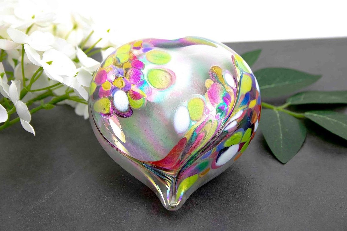 Handgemaakte Mini Urn Hart - Kleine Glazen Urn voor Herinnering