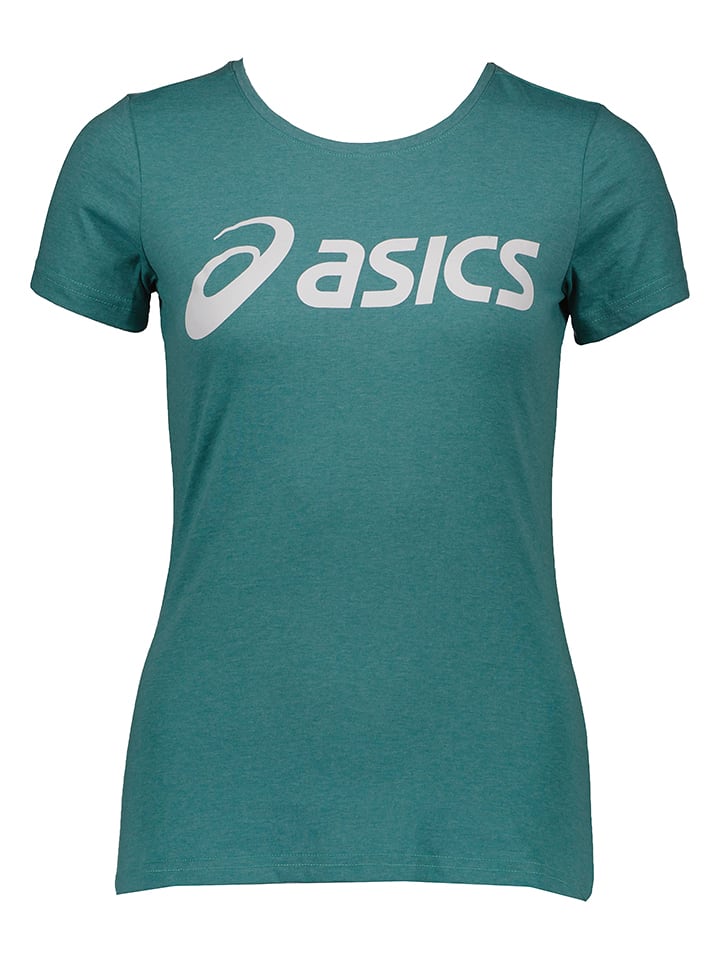 asics Shirt in Blau/ Grün - L