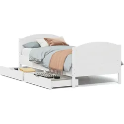 vidaXL Massivholzbett ohne Matratze Weiß 90 x 200 cm Kiefernholz