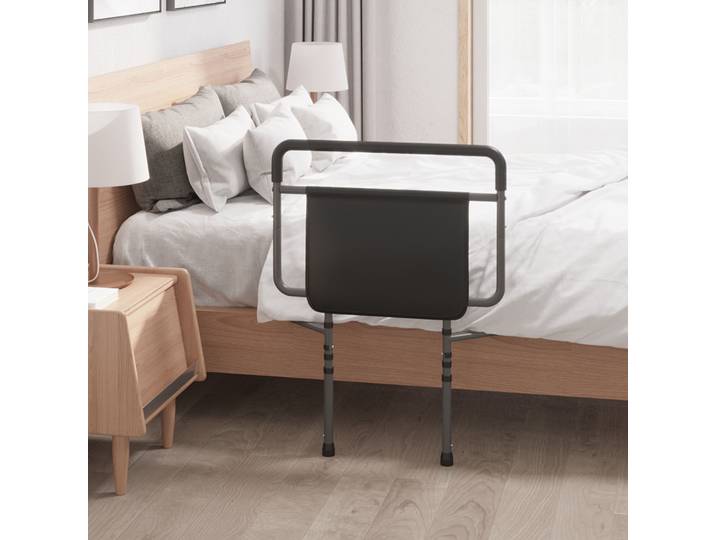 HOMCOM Barrière Lit Réglable 8 Hauteurs Gris Noir